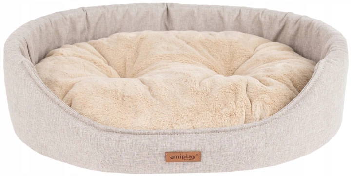 Legowisko dla psów Amiplay Como owalne M Beżowe (5907563312579) - obraz 1