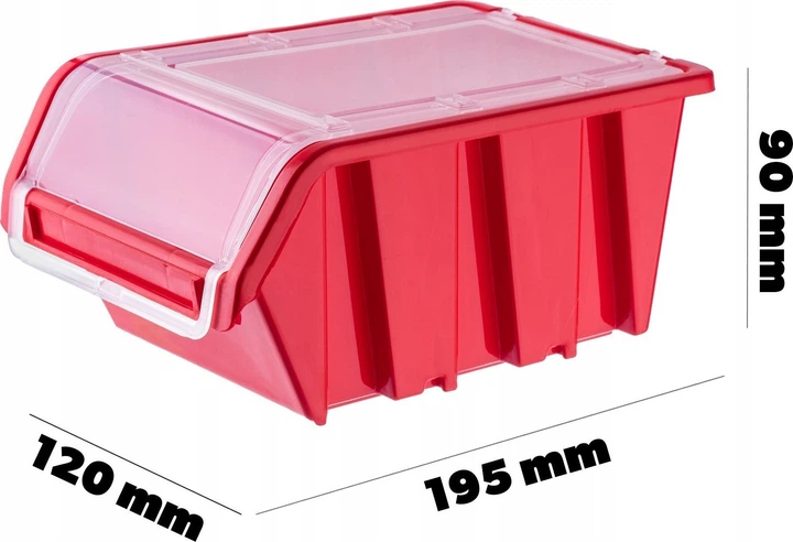 Zestaw kuwet warsztatowych z pokrywą Kadax KTR20 195 x 120 mm 20 szt. Czerwone (5903699456873) - obraz 6