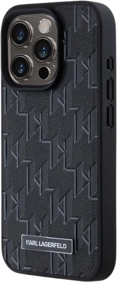 Etui plecki Karl Lagerfeld Leather Monogram Metal Logo MagSafe do Apple iPhone 15 Pro Black (3666339253646) - obraz 2