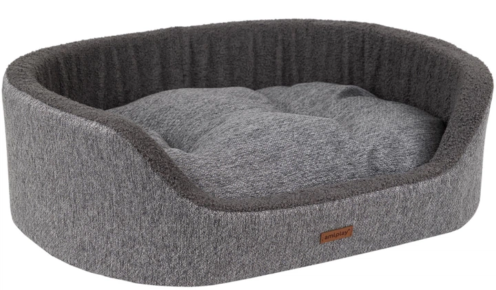 Legowisko dla psów Amiplay Malmo Elipsa L Szare (5907563299337) - obraz 2