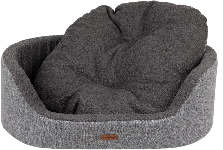 Legowisko dla psów Amiplay Malmo Elipsa L Szare (5907563299337) - obraz 3