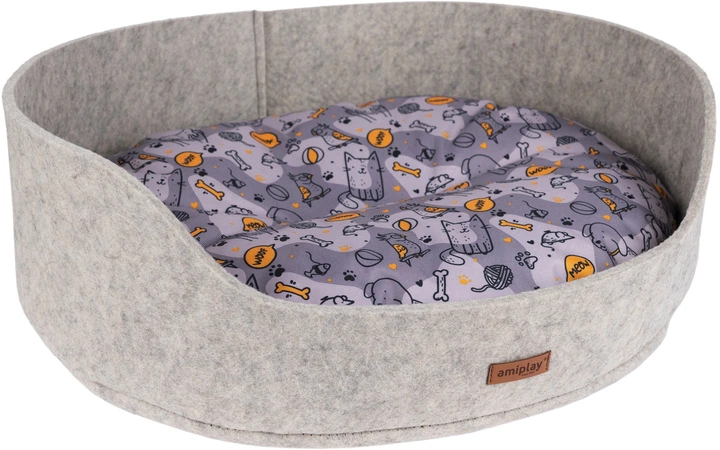 Legowisko dla psów Amiplay Hygge owalne 2w1 M Beżowe (5907563302976) - obraz 1