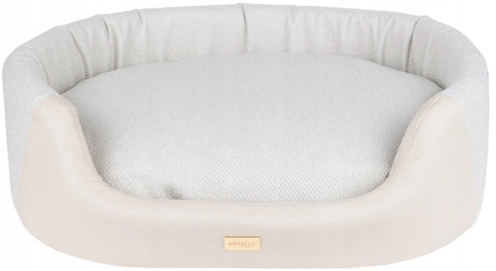 Legowisko dla psów Amiplay Milano Elipsa M Kremowe (5907563310582) - obraz 1