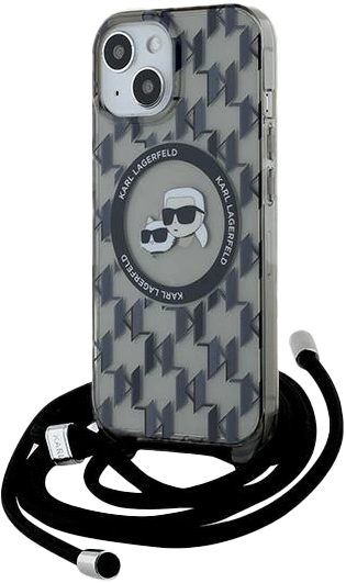 Etui Karl Lagerfeld IML Crossbody Monogram Karl & Choupette do Apple iPhone 13/14/15 Black  (KLHMP15SHCKCKLCK) - obraz 1