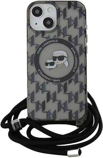 Etui Karl Lagerfeld IML Crossbody Monogram Karl & Choupette do Apple iPhone 13/14/15 Black  (KLHMP15SHCKCKLCK) - obraz 2