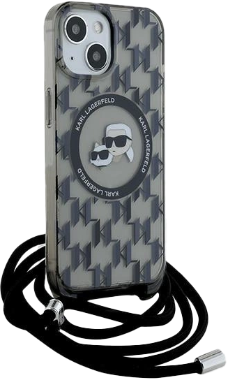 Etui Karl Lagerfeld IML Crossbody Monogram Karl & Choupette do Apple iPhone 13/14/15 Black  (KLHMP15SHCKCKLCK) - obraz 3