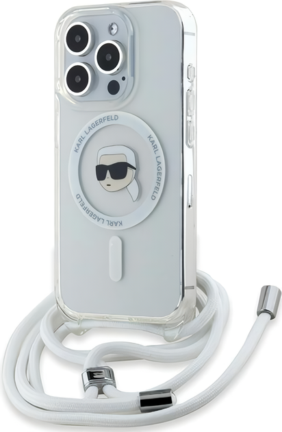 Панель Karl Lagerfeld Crossbody IML Karl Head Magsafe для Apple iPhone 15 Pro Transparent (KLHMP15LHCKHNT) - зображення 4