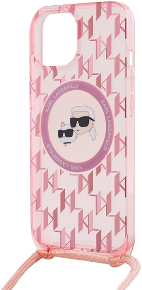 Etui Karl Lagerfeld IML Crossbody Monogram Karl & Choupette do Apple iPhone 13/14/15 Pink (KLHMP15SHCKCKLCP) - obraz 5