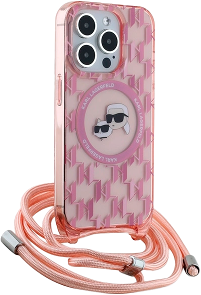 Etui Karl Lagerfeld IML Crossbody Monogram Karl & Choupette Head MagSafe do Apple iPhone 15 Pro Pink (KLHMP15LHCKCKLCP) - obraz 3