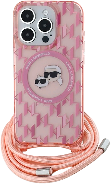 Etui Karl Lagerfeld IML Crossbody Monogram Karl & Choupette Head MagSafe do Apple iPhone 15 Pro Max Pink (KLHMP15XHCKCKLCP) - obraz 2