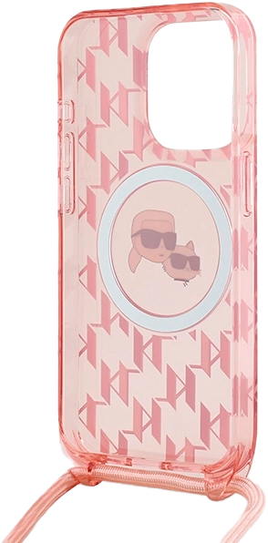 Etui Karl Lagerfeld IML Crossbody Monogram Karl & Choupette Head MagSafe do Apple iPhone 15 Pro Max Pink (KLHMP15XHCKCKLCP) - obraz 6