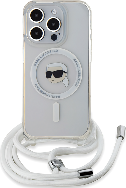 Панель Karl Lagerfeld Crossbody IML Karl Head Magsafe для Apple iPhone 15 Pro  Max Transparent (KLHMP15XHCKHNT) - зображення 1