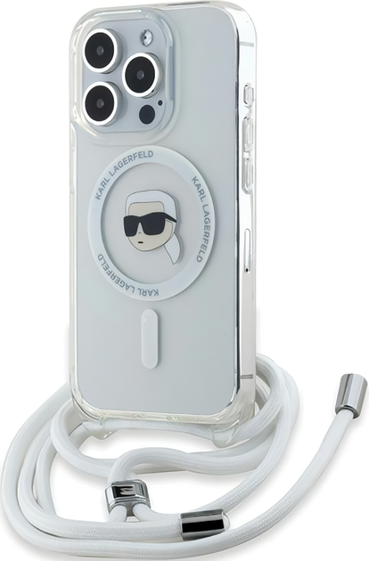 Панель Karl Lagerfeld Crossbody IML Karl Head Magsafe для Apple iPhone 15 Pro  Max Transparent (KLHMP15XHCKHNT) - зображення 4