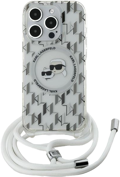 Etui Karl Lagerfeld IML Crossbody Monogram Karl & Choupette do Apple iPhone 15 Pro Transparent (KLHMP15LHCKCKLCT) - obraz 1