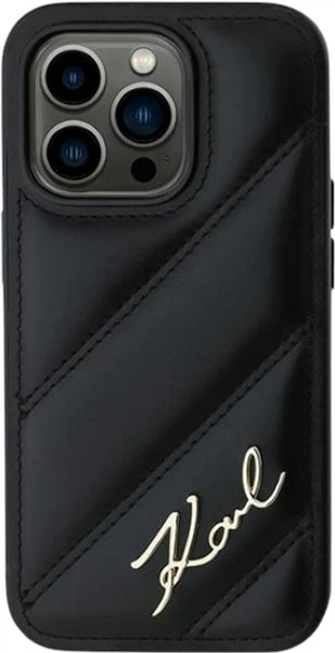 Etui Karl Lagerfeld Diagonal Quilted Script do Apple iPhone 13/13 Pro Black (KLHCP13LPQDSMGK) - obraz 3