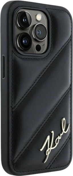 Etui Karl Lagerfeld Diagonal Quilted Script do Apple iPhone 13/13 Pro Black (KLHCP13LPQDSMGK) - obraz 4
