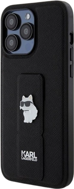 Etui Karl Lagerfeld Gripstand Saffiano Choupette Pin do Apple iPhone 13 Pro Max Black (KLHCP13XGSACHPK) - obraz 2