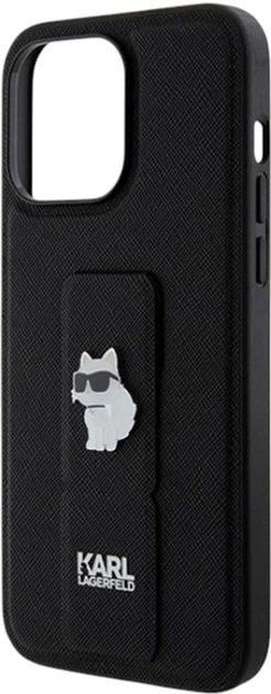 Etui Karl Lagerfeld Gripstand Saffiano Choupette Pin do Apple iPhone 13 Pro Max Black (KLHCP13XGSACHPK) - obraz 6