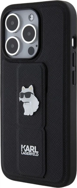 Панель Karl Lagerfeld Gripstand Saffiano Choupette Pin для Apple iPhone 14 Pro Black (KLHCP14LGSACHPK) - зображення 2