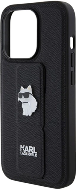 Панель Karl Lagerfeld Gripstand Saffiano Choupette Pin для Apple iPhone 14 Pro Black (KLHCP14LGSACHPK) - зображення 6