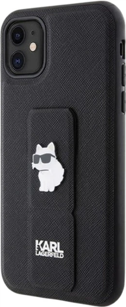 Etui Karl Lagerfeld Gripstand Saffiano Choupette Pin do Apple iPhone 15/14/13 Black (KLHCP15SGSACHPK) - obraz 2