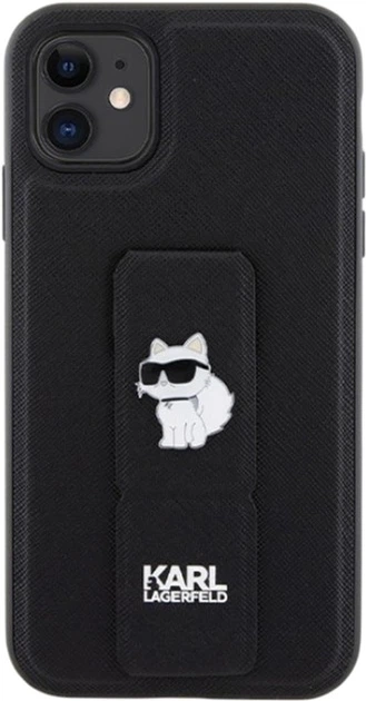 Etui Karl Lagerfeld Gripstand Saffiano Choupette Pin do Apple iPhone 15/14/13 Black (KLHCP15SGSACHPK) - obraz 3