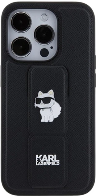 Панель Karl Lagerfeld Gripstand Saffiano Choupette Pin для Apple iPhone 15 Pro Max Black (KLHCP15XGSACHPK) - зображення 4