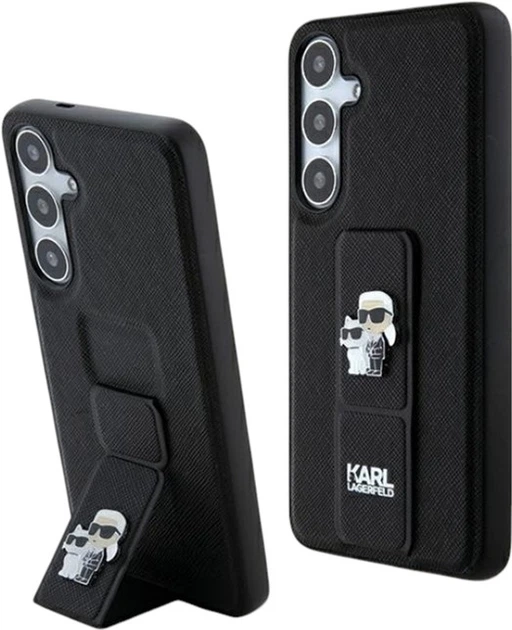 Etui Karl Lagerfeld Gripstand Saffiano Karl&Choupette Pin do Samsung Galaxy S24 Black (KLHCS24SGSAKCPK) - obraz 2