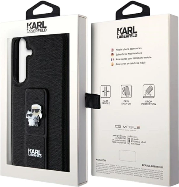 Etui Karl Lagerfeld Gripstand Saffiano Karl&Choupette Pin do Samsung Galaxy S24 Black (KLHCS24SGSAKCPK) - obraz 8