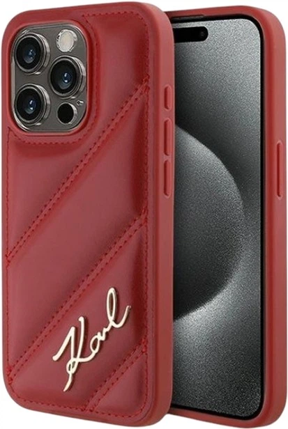 Панель Karl Lagerfeld Diagonal Quilted Script для Apple iPhone 15 Pro Max Red (KLHCP15XPQDSMGR) - зображення 1