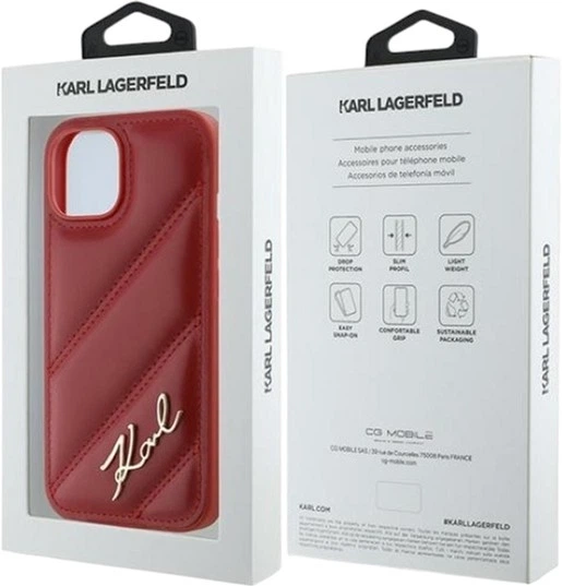 Etui Karl Lagerfeld Diagonal Quilted Script do Apple iPhone 15/14/13 Red (KLHCP15SPQDSMGR) - obraz 8