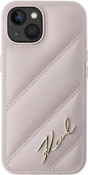Etui Karl Lagerfeld Diagonal Quilted Script do Apple iPhone 15/14/13 Pink (KLHCP14SPQDSMGP) - obraz 3