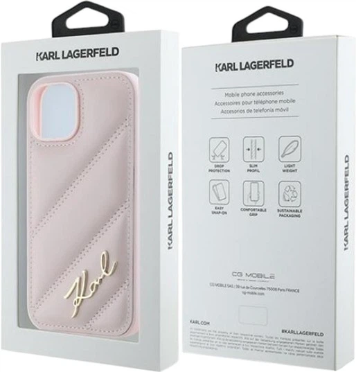 Etui Karl Lagerfeld Diagonal Quilted Script do Apple iPhone 15/14/13 Pink (KLHCP14SPQDSMGP) - obraz 8
