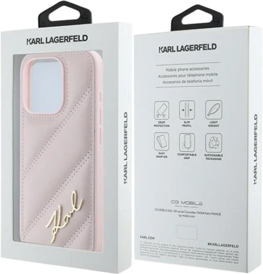 Панель Karl Lagerfeld Diagonal Quilted Script для Apple iPhone 15 Pro Max Pink (KLHCP15XPQDSMGP) - зображення 8