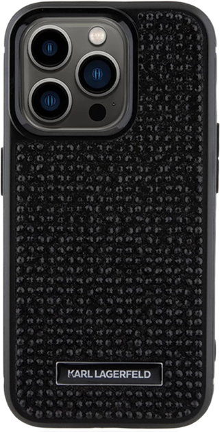 Панель Karl Lagerfeld Rhinestone Logo Metal Plate для Apple iPhone 15 Pro Max Black (KLHCP15SHDSPLK) - зображення 2