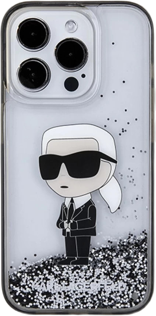 Etui Karl Lagerfeld Liquid Glitter Ikonik do Apple iPhone 15 Pro Transparent (KLHCP15LLKKNSK) - obraz 3