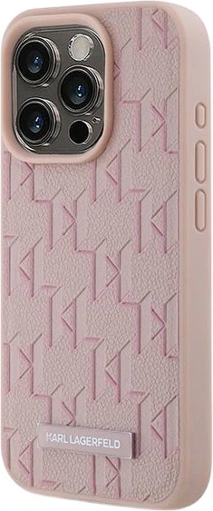 Панель Karl Lagerfeld Leather Monogram Metal Logo MagSafe для Apple iPhone 15 Pro Max Pink (3666339253936) - зображення 2