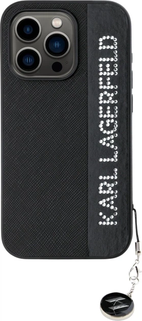 Etui plecki Karl Lagerfeld Saffiano Rhinestones & Charm do Apple iPhone 15 Pro Black (3666339257989) - obraz 3