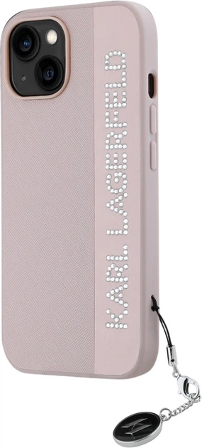 Etui plecki Karl Lagerfeld Saffiano Rhinestones & Charm do Apple iPhone 15 / 14 / 13 Pink (3666339258108) - obraz 2