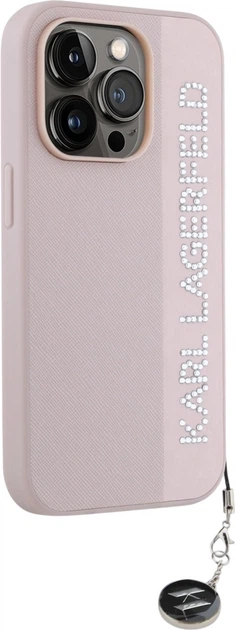Etui plecki Karl Lagerfeld Saffiano Rhinestones & Charm do Apple iPhone 15 Pro Pink (3666339258122) - obraz 4