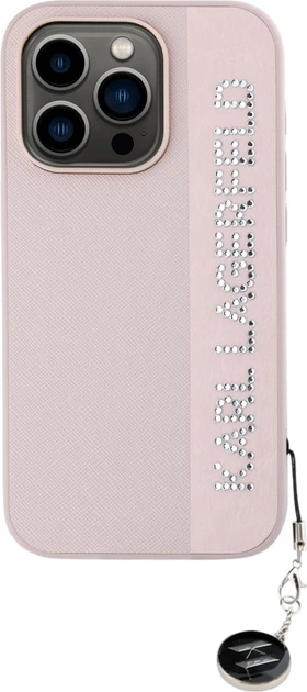 Панель Karl Lagerfeld Saffiano Rhinestones & Charm для Apple iPhone 15 Pro Max Pink (3666339258139) - зображення 3