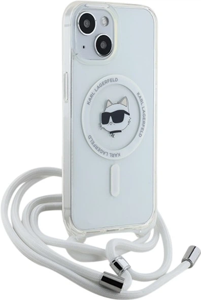 Etui Plecki Karl Lagerfeld IML Choupette Head & Cord Magsafe do Apple iPhone 13/14/15 Transparent (KLHMP13MHCCHNT) - obraz 3