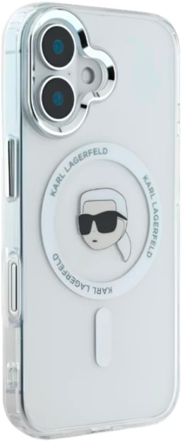 Etui Karl Lagerfeld IML Metal Karl Head MagSafe do Apple iPhone 16 White (KLHMP16SHLSKIH) - obraz 4