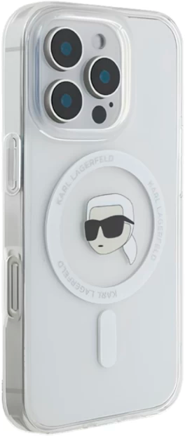 Etui Karl Lagerfeld IML Metal Karl Head MagSafe do Apple iPhone 16 Pro White (KLHMP16LHLSKIH) - obraz 4