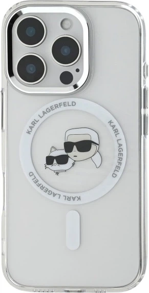 Etui plecki Karl Lagerfeld IML Metal Karl&Choupette Head MagSafe do iPhone 16 Pro White (KLHMP16LHLSKCH) - obraz 3