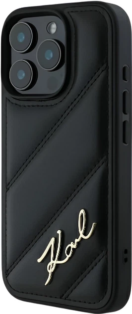 Etui Plecki Karl Lagerfeld Quilted Signature do Apple iPhone 16 Pro Black (KLHCP16LPQDSMGK) - obraz 1