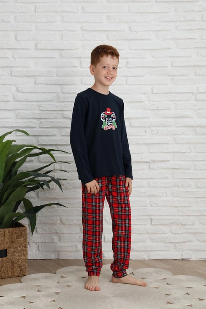 Подростковая пижама для мальчика - Новогодняя Микки - Family look для семьи 152-158 - Фото 2 Подростковая пижама для мальчика - Новогодняя Микки - Family look для семьи 152-158 - изображение 2