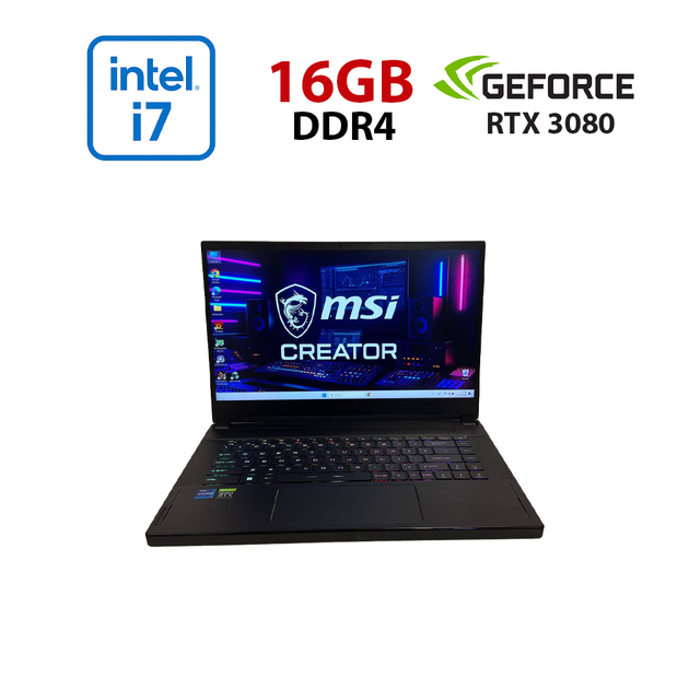 Ігровий ноутбук MSI Creator 15 A11UH / 15,6" (1920x1080) IPS / Intel Core i7-11800H (8 (16) ядер по 1,9 - 4,6 ГГц) / 16 ГБ DDR4 / 512 ГБ SSD / nVidia GeForce RTX 3080, 8 ГБ GDDR6, 256-біт / Веб-камера б/в - Фото 1 Ігровий ноутбук MSI Creator 15 A11UH / 15,6" (1920x1080) IPS / Intel Core i7-11800H (8 (16) ядер по 1,9 - 4,6 ГГц) / 16 ГБ DDR4 / 512 ГБ SSD / nVidia GeForce RTX 3080, 8 ГБ GDDR6, 256-біт / Веб-камера б/в - зображення 1