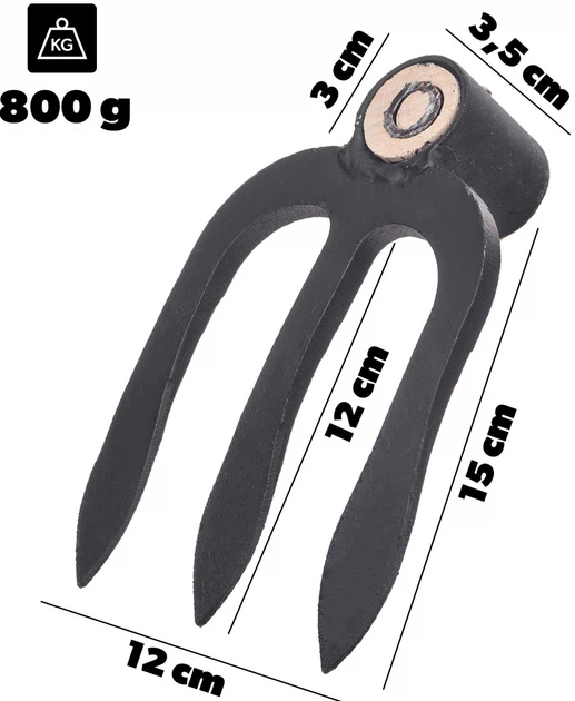 Кована тризуба мотика Kadax Husby 15 x 12 см без ручки (K12157) - зображення 8