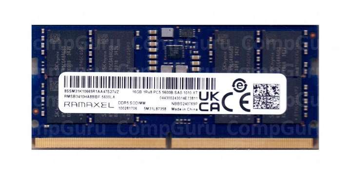 RAMAXEL DDR5 16GB SODIMM PC5-5600 ノートメモリ Оперативная память для ноутбука Ramaxel DDR5 16GB 5600MHz SO-DIMM